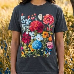 Comfort Colors Summer Garden Vibrant Flowers Artist Tee